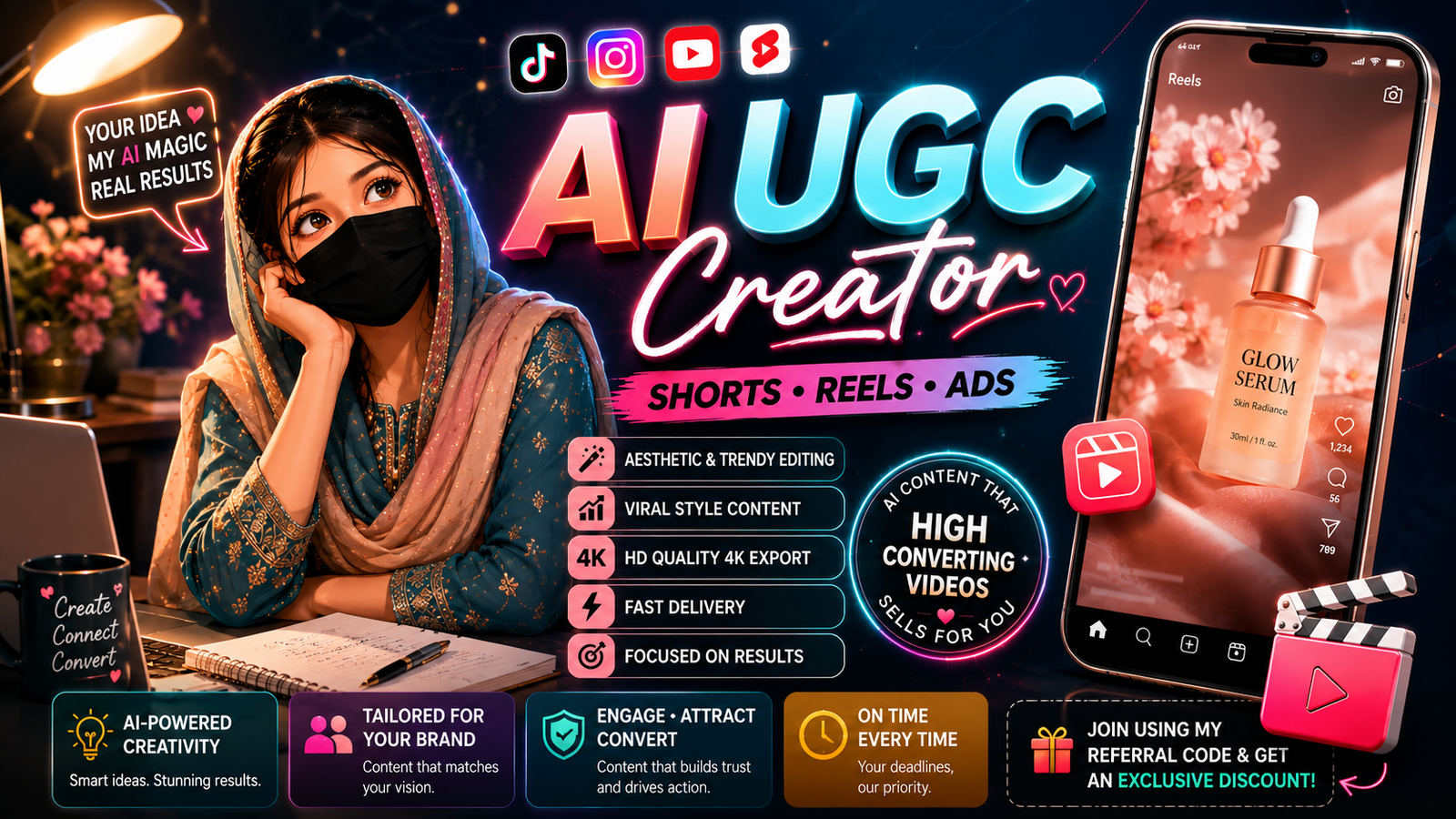 I Will Create Premium AI UGC, Product Ads, Showcase Videos and High-End Video Editing